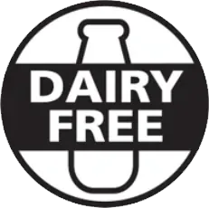 Black and white Dairy Free badge